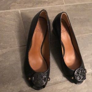 Tory Burch peep toe wedges